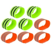 Unique Bargains Arm Ankle Reflective Bands Reflector Tape High Visibility for Night Cycling Riding Orange Green 8pcs