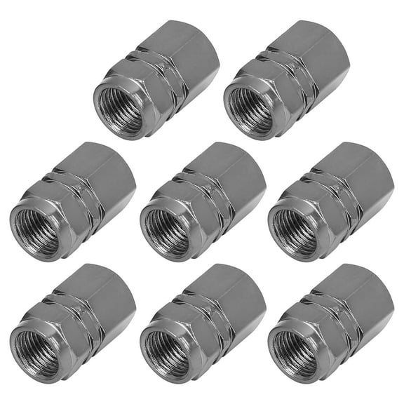 8pcs Tire Stem Valve Caps Wheel Valve Covers Car Motorcycle Dustproof Hexagon Shape Aluminium Alloy Tire Cap Gray