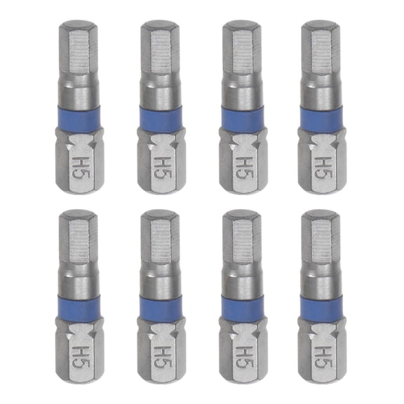 Uxcell 8pcs H5 Hex Screwdriver Bit 5mm 1/4' Hex Shank 1' Length S2 Steel Magnetic Power Drill Bits