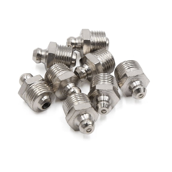 Unique Bargains 8pcs M12 x 1 Nickel Plated Straight Grease Nipple Fitting for Motorbike Car