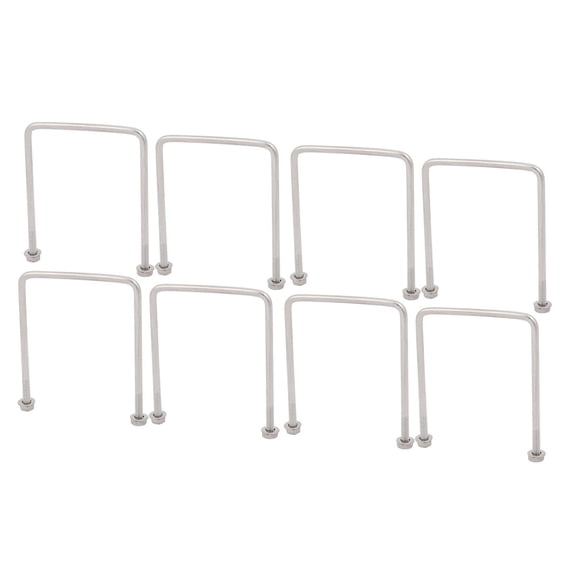 Unique Bargains 8pcs M4 50mm Inner Width 304 Stainless Steel Square U Bolt w Hex Nut Washer