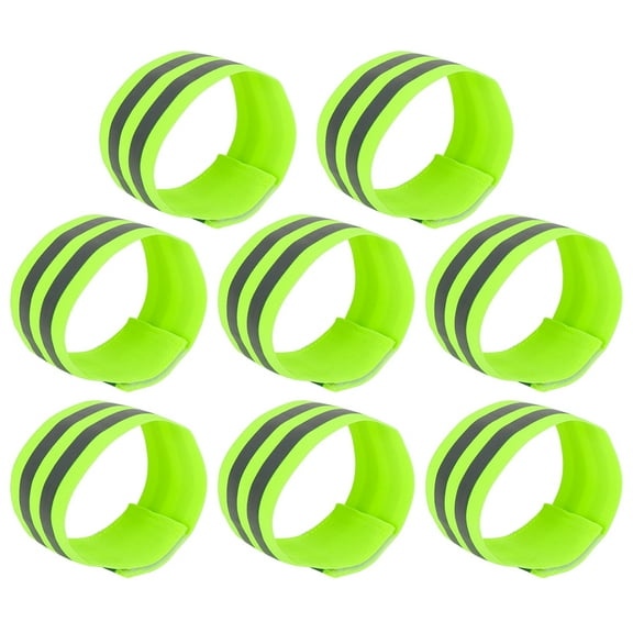 Unique Bargains 8pcs Reflective Bands Arm Armbands High Visibility Night Cycling Riding Reflector Tape Straps, Green