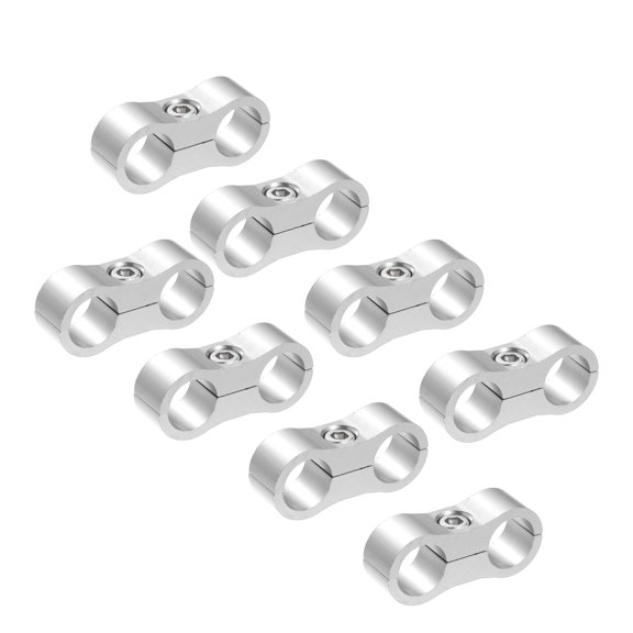 Unique Bargains 8pcs Silver Tone AN8 16mm Hose Separator Clamp Fitting Adapter with Wrench for Car Aluminum Alloy