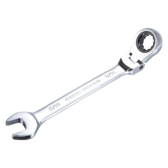 Unique Bargains 9/16" Flex-Head Ratcheting Combination Wrench SAE 72 Teeth 12 Point Ratchet Box Ended Spanner Tools