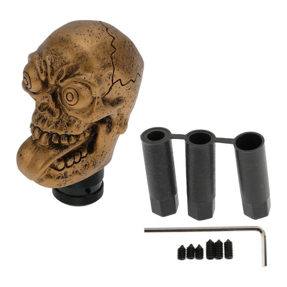 Unique Bargains 9.5cm Gear Shifter Knob Resin Skull for Automatic and Manual Vehicle with 3 Adapter Copper Tone 1 Set