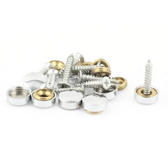 Unique Bargains 9 Pcs 12mm Diameter Metal Cap 20mm Metal Screw Nails for Mirror