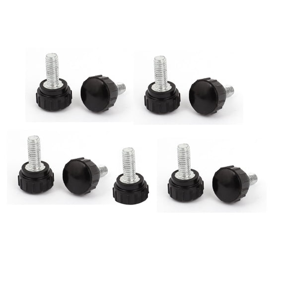 Unique Bargains 9 Pcs Lathe M6 x 18mm x 15mm Black Round Head Thumbscrew Knurled Knobs