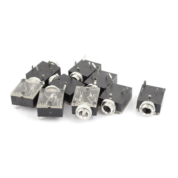 Unique Bargains 9 Pcs Plastic PCB Panel Mount 5 Terminal Female 3.5mm Earphone Audio Jack Socket