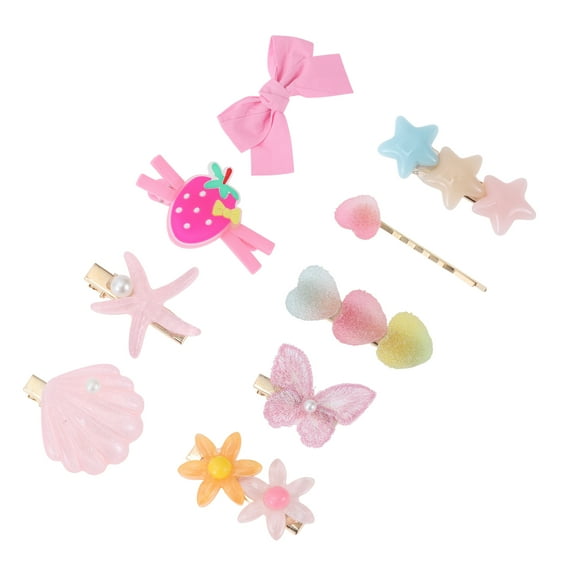 Unique Bargains 9 Pcs Starfish Shell Hair Clips for Home Pink