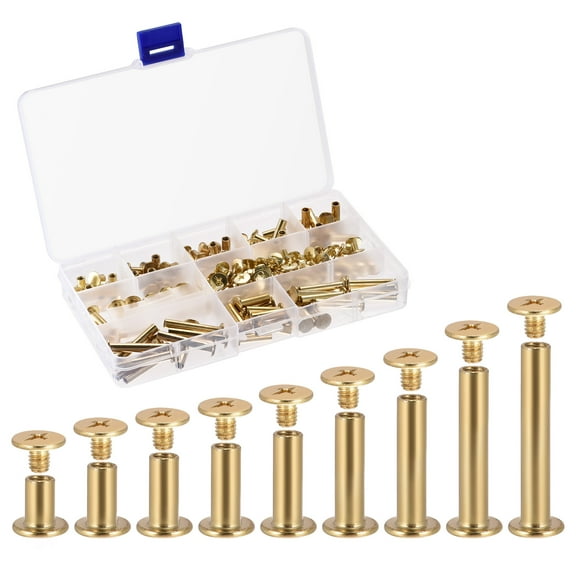 Unique Bargains 9 Sizes Screw Post Fit for 5mm Hole Dia, Male M4x5mm Binding Bolts Leather Album Fastener Kit 90 Sets