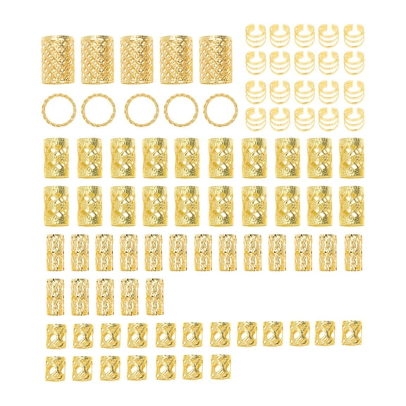 Unique Bargains Christmas 90 Hair Cuffs Dreadlock Hollow Dreadlock Hair Clips Gold Tone