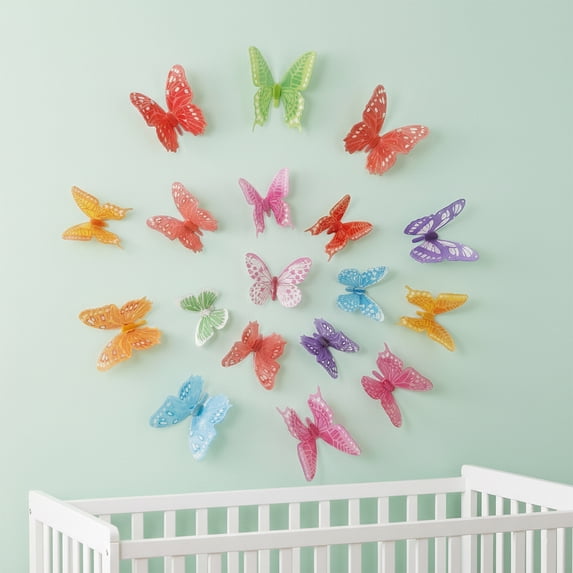 Unique Bargains 90 PCS Butterfly Wall Decals for Home Decoration Purple Pink 3.1" x 2.6"