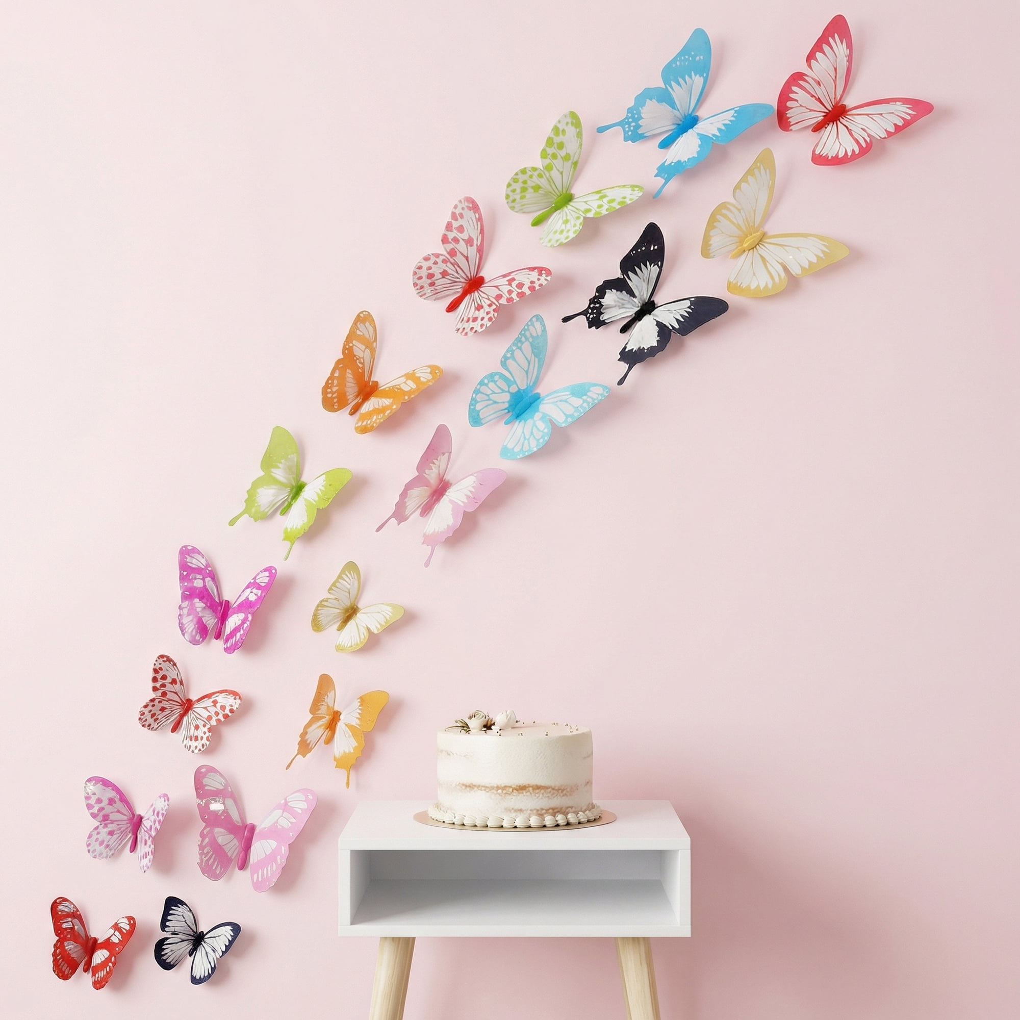 Unique Bargains 90 PCS Butterfly Wall Decals for Home Decoration Red Yellow 3.1" x 2.6"