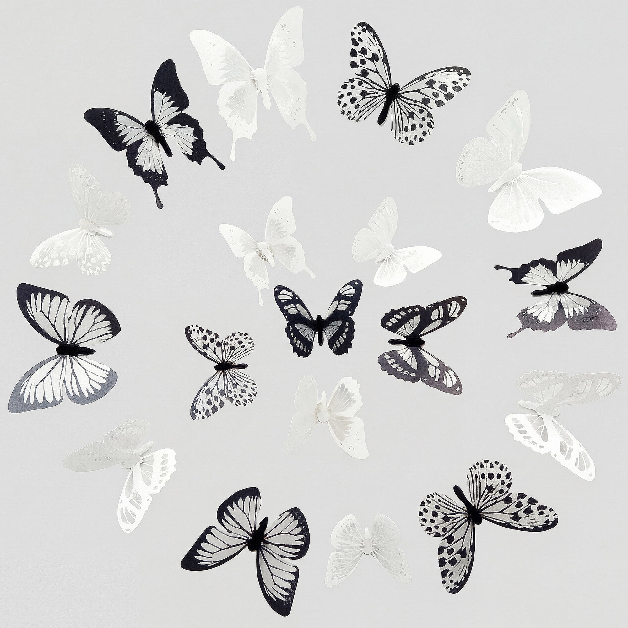 Unique Bargains 90 PCS Butterfly Wall Decals for Home Decoration White Balck 3.1" x 2.6"