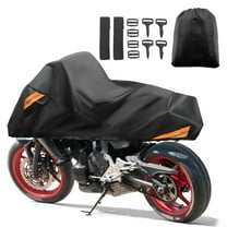Unique Bargains 96.46" Length Black Motorcycle Half Cover Outdoor Waterproof Rain Dust Protector