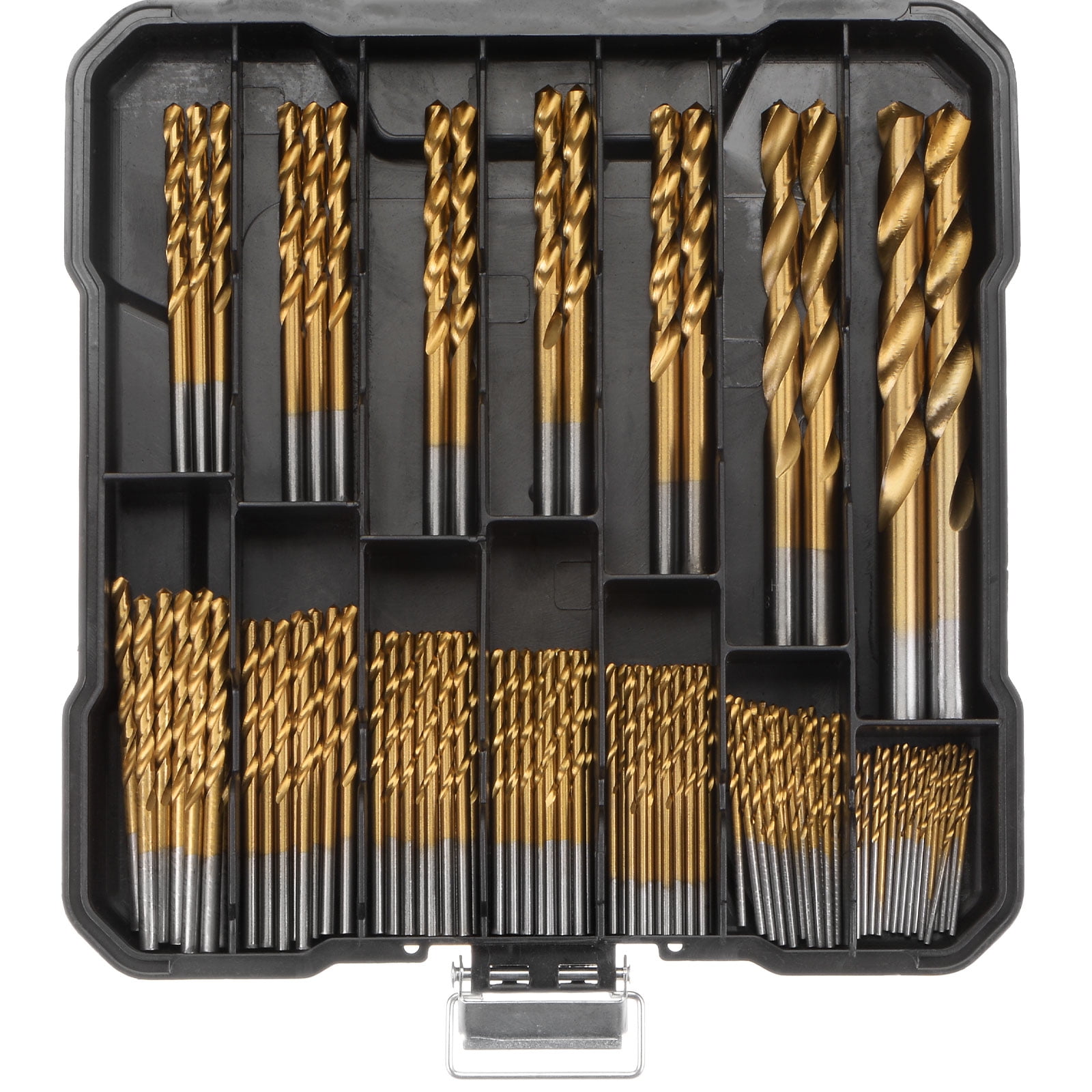Unique Bargains 99pcs Titanium Twist Drill Bit Set 14 Sizes High Speed Steel Drills with Case