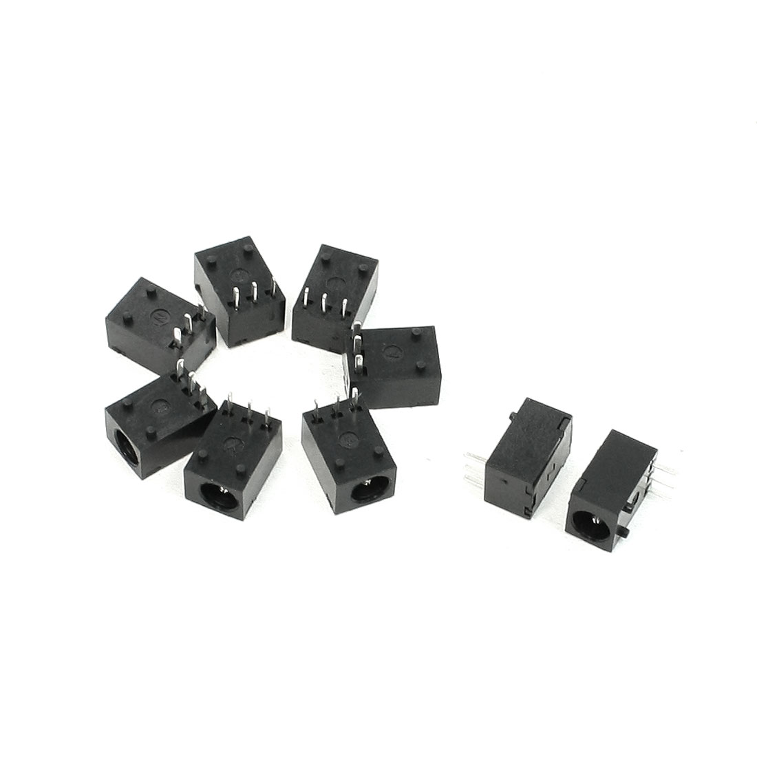 Unique Bargains 9Pcs DC Power Jacks Sockets Black for 1.1mm x 3.5mm