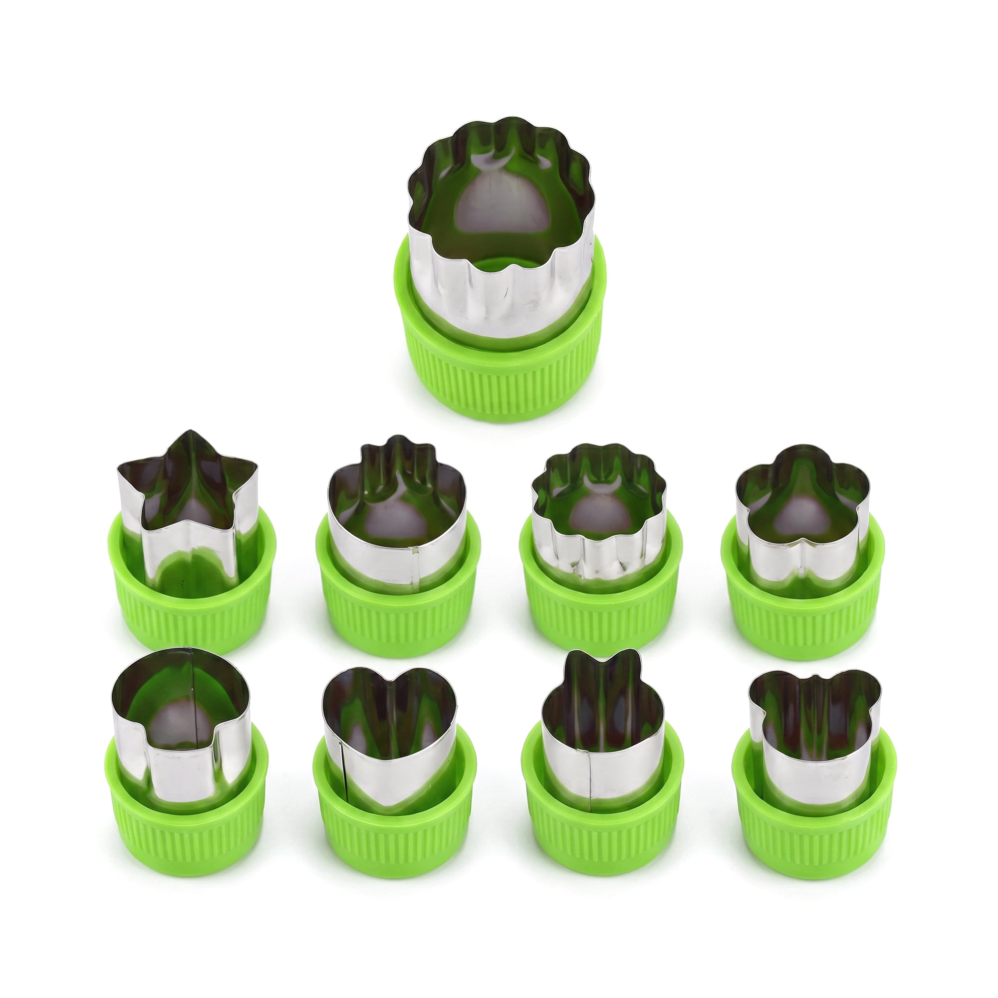 Unique Bargains 9Pcs Handheld Metal Biscuit Cutter Set with Handle Green-4