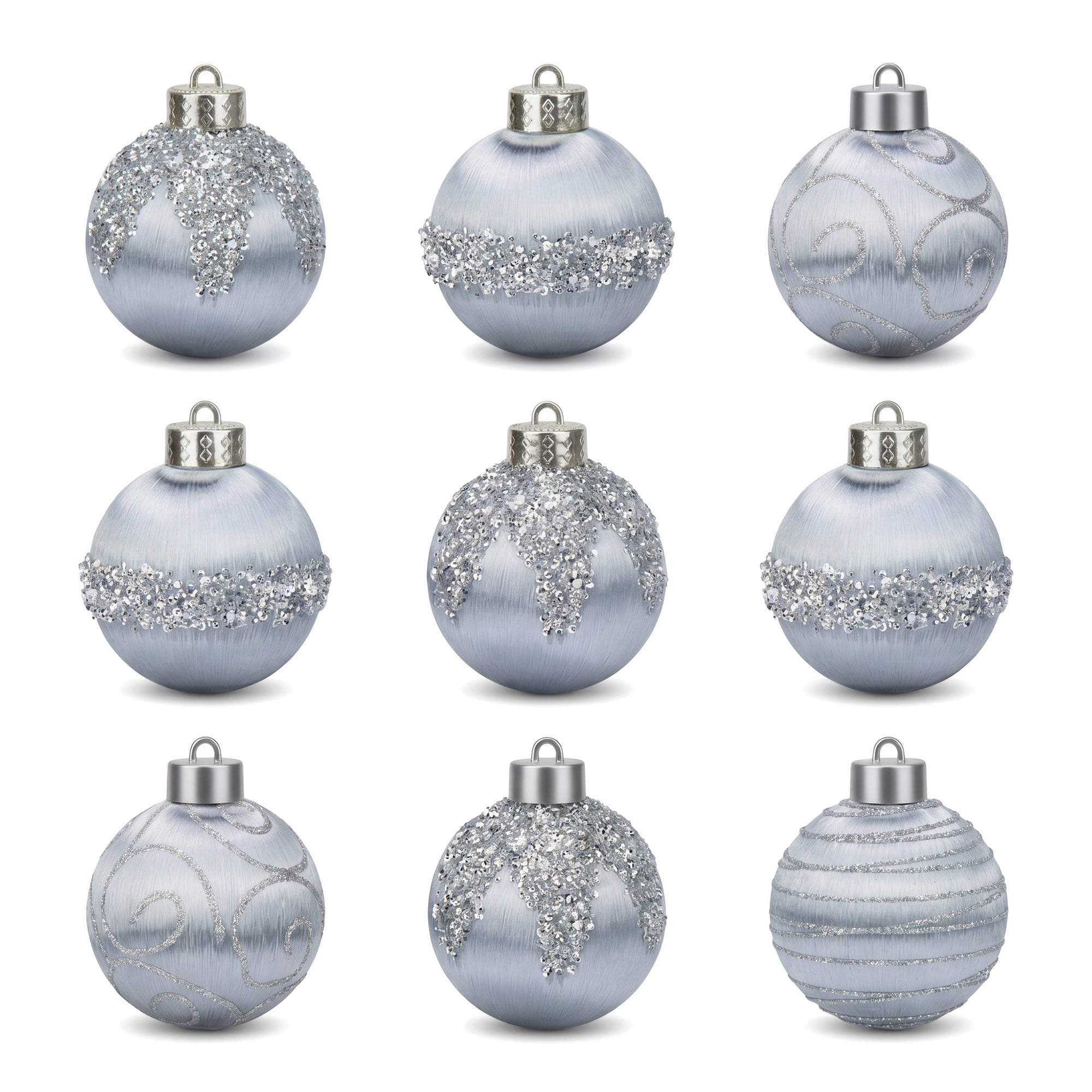 Unique Bargains 9Pcs Handpainted Christmas Large Orbs Shatterproof Foam Grey 3.1"