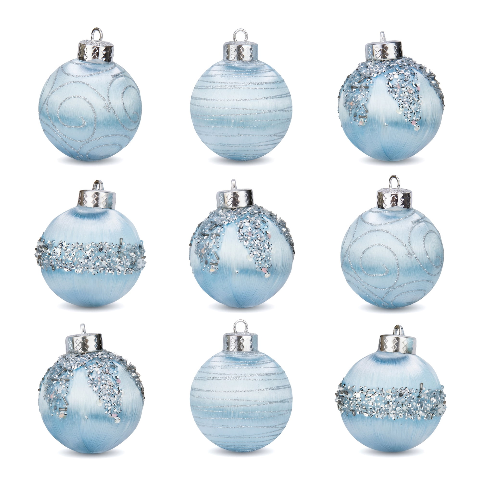 Unique Bargains 9Pcs Handpainted Christmas Large Orbs Shatterproof Foam Light Blue 3.1"