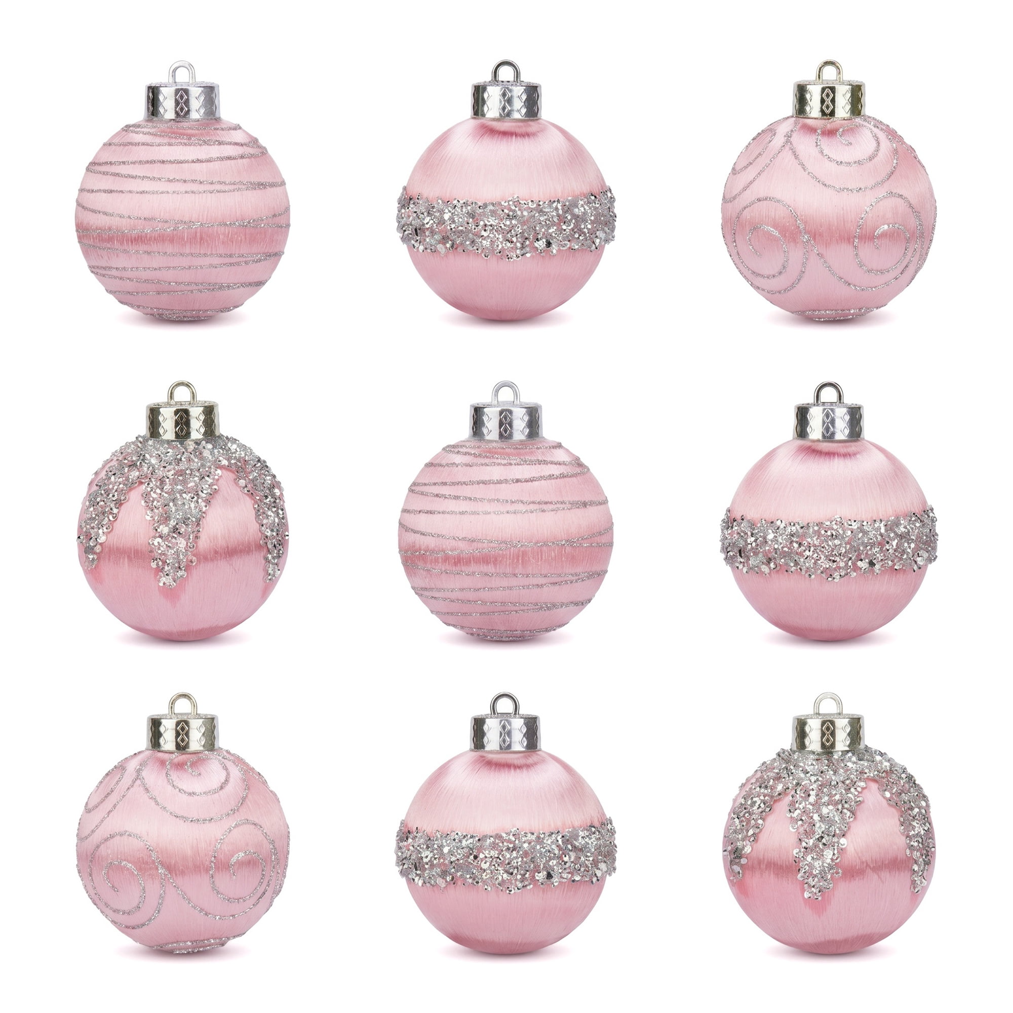 Unique Bargains 9Pcs Handpainted Christmas Large Orbs Shatterproof Foam Pink 3.1"