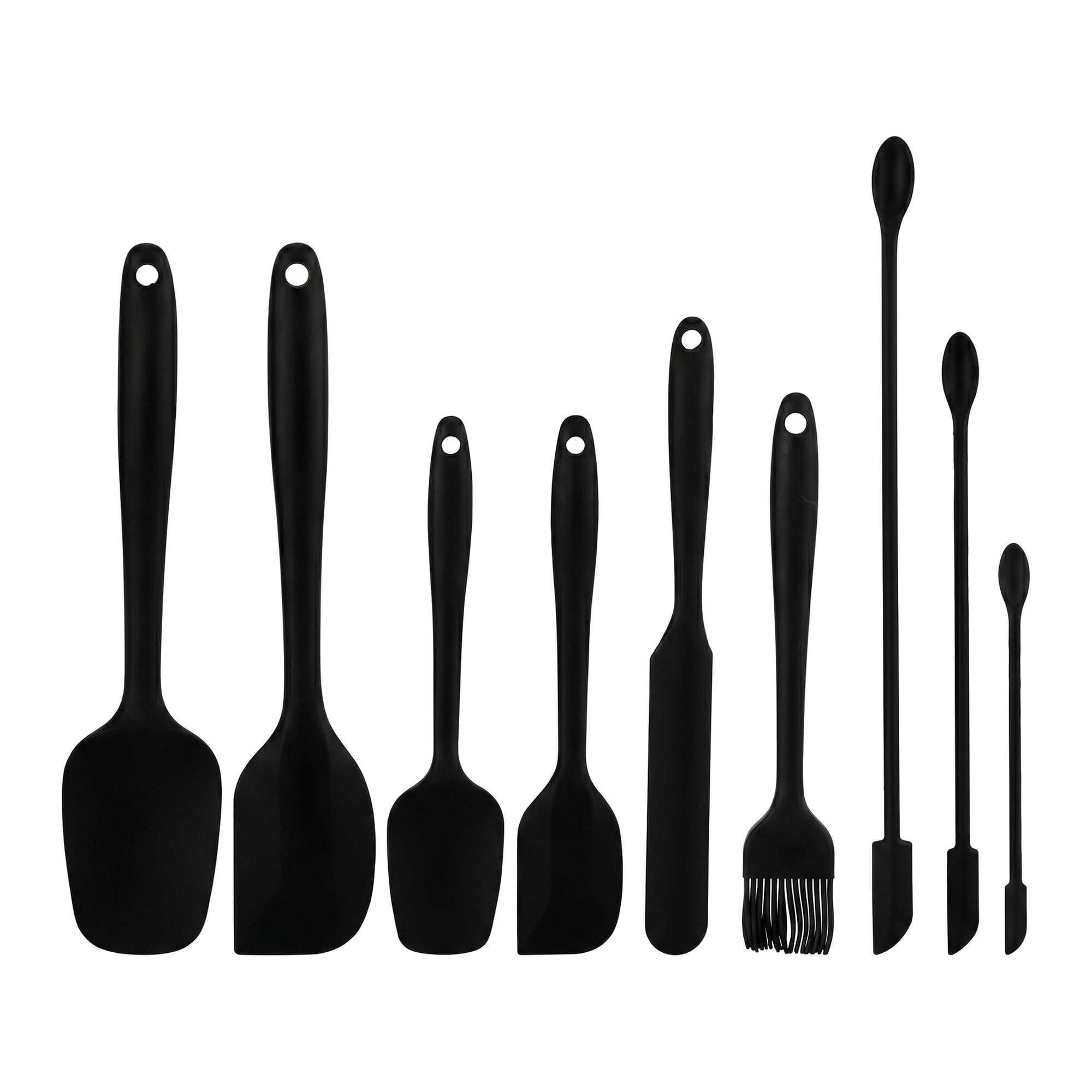Unique Bargains 9Pcs Kitchen Spatula Set Heat-Resistant Cooking Utensils Black