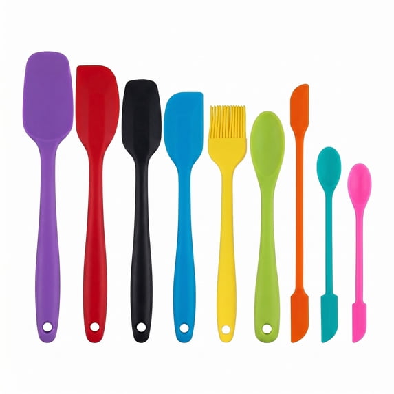 Unique Bargains 9Pcs Kitchen Spatula Set Heat-Resistant Cooking Utensils Colorful
