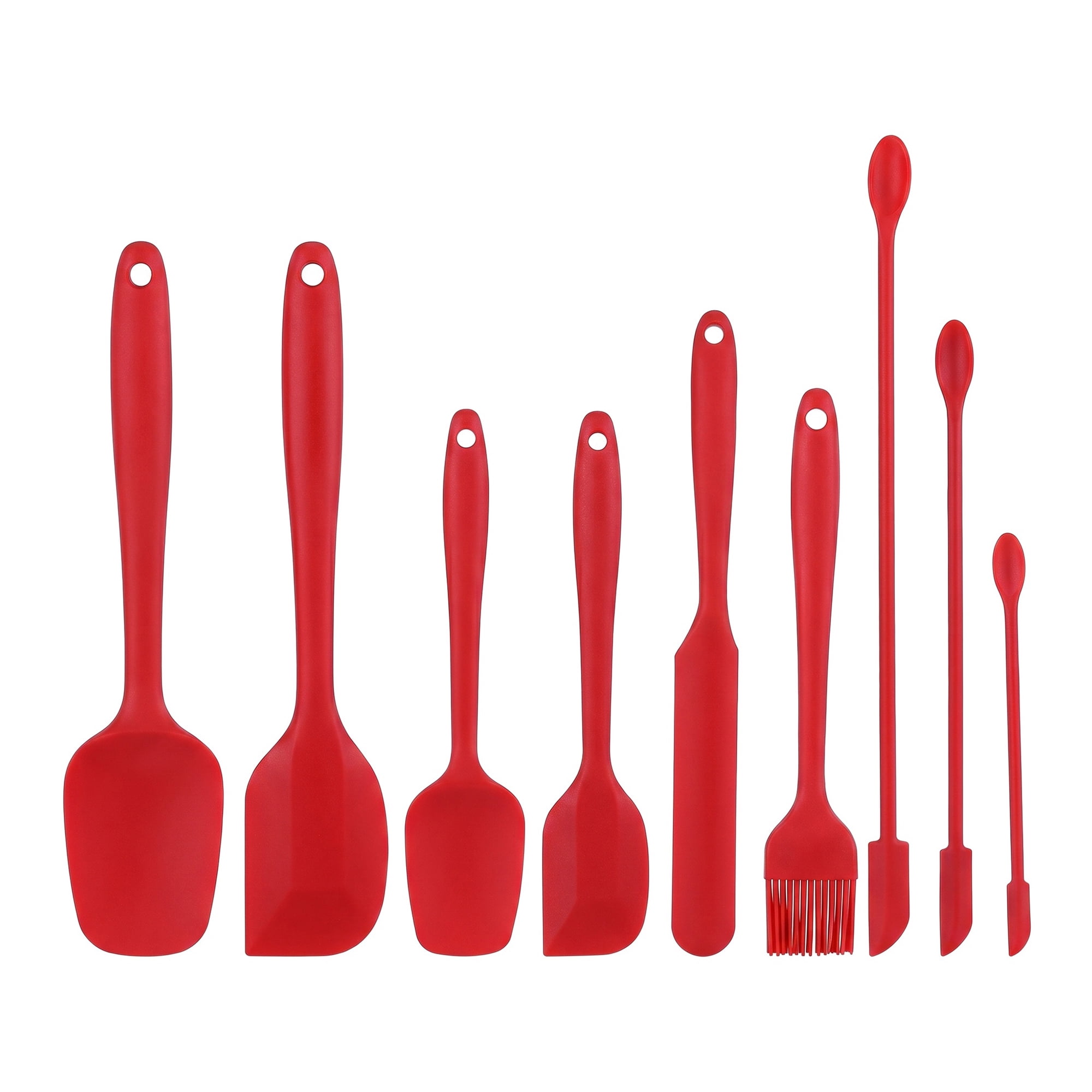 Unique Bargains 9Pcs Kitchen Spatula Set Heat-Resistant Cooking Utensils Red