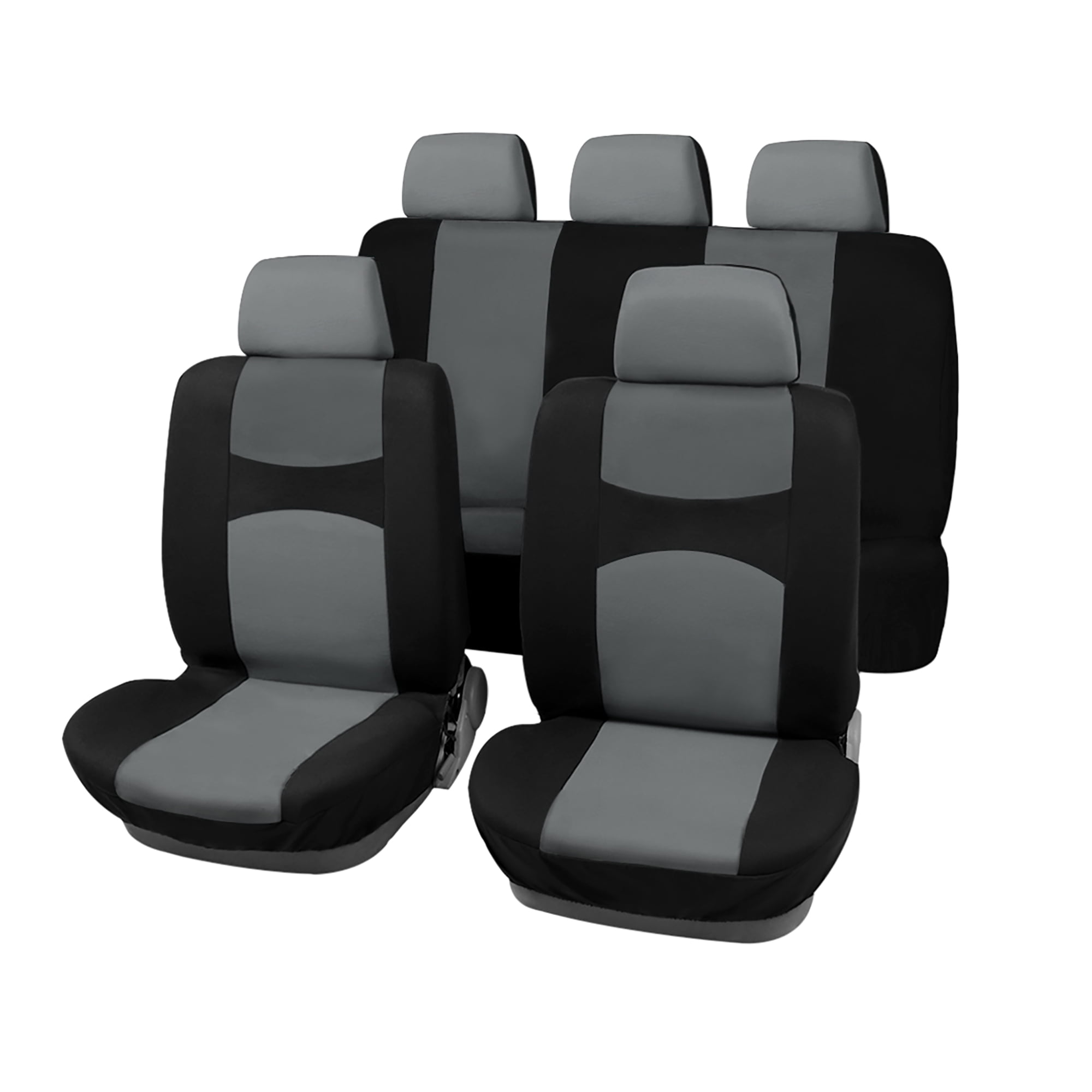 Unique Bargains 9Pcs Universal Fit Full Car Seat Cover Kit Black Gray