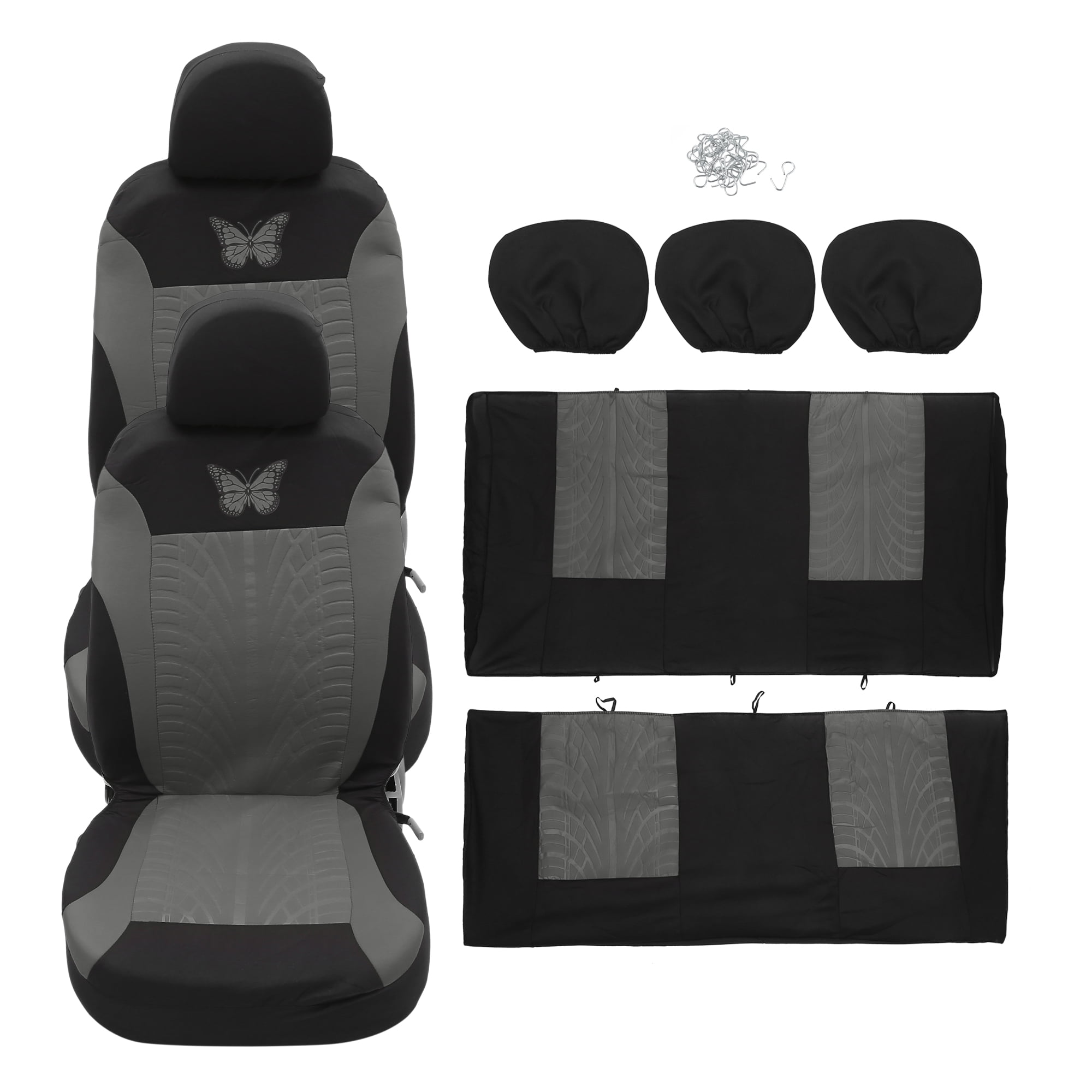 Unique Bargains 9Pcs Universal Washable Breathable Car Seat Covers Kit Gray