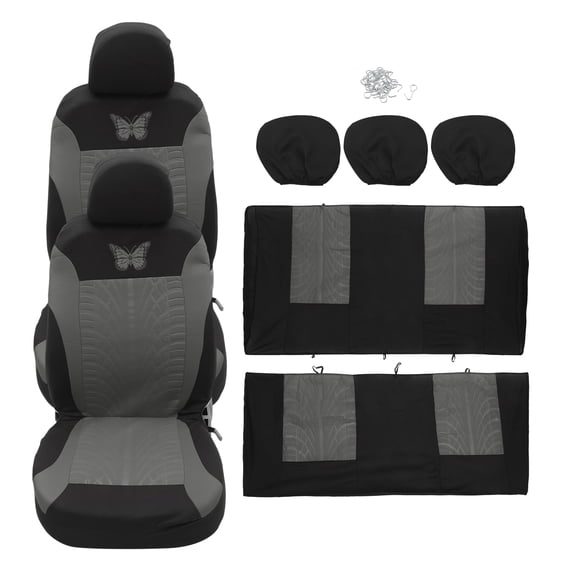 Unique Bargains 9Pcs Universal Washable Breathable Car Seat Covers Kit Gray