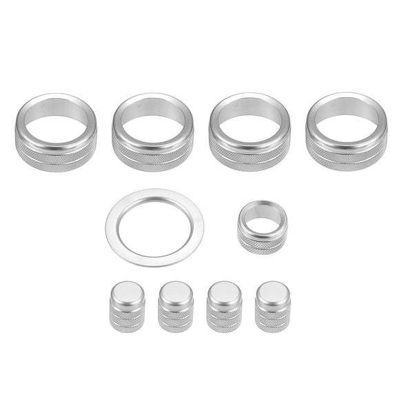 Unique Bargains 9pcs Air Conditioner Shift Knob Cover Engine Start Stop Button Ring for Honda Silver Tone