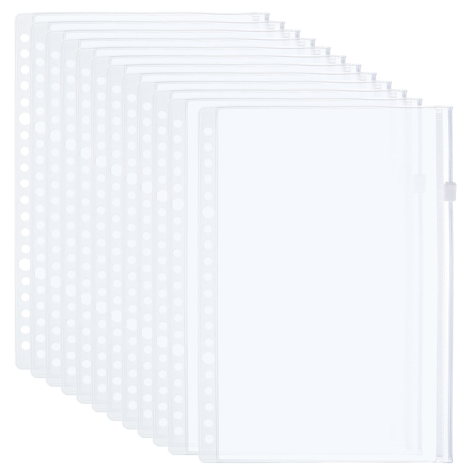 Unique Bargains A5 Binder Pocket 12 Pack Zipper Pouch for 20-Ring Notebook Clear