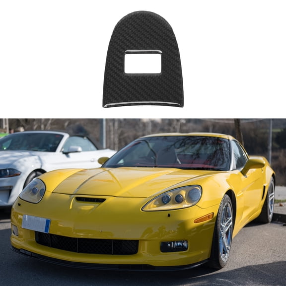 Unique Bargains ABS Gear Shift Knob Button Cover for Chevrolet Corvette C6 Z06 2005-2013 Console Gear Panel Decal Trim Sticker Interior Accessories Carbon Fiber Black