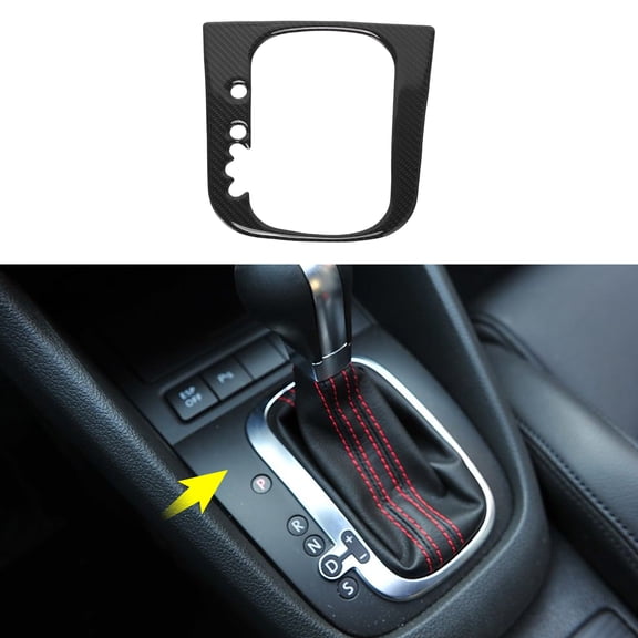 Unique Bargains ABS Gear Shift Knob Button Cover for VW Golf 6 GTI MK6 2008-2013 Console Gear Panel Control Decal Trim Sticker Interior Accessories Carbon Fiber Black