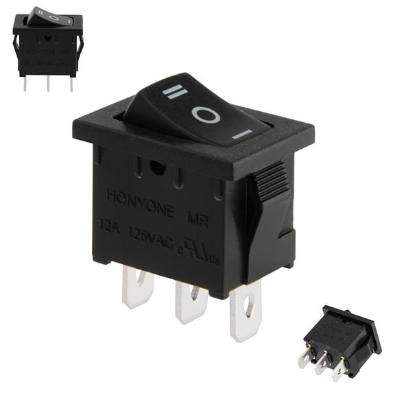 Unique Bargains AC 125V/12A 250V/10A SPDT 3P 3 Position On-Off-On Rocker Switch Black UL Listed