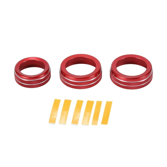 Unique Bargains AC Media Control Switch Knob Cover Interior Decal Trim for Dodge Durango 21-23 Aluminum Alloy Red 3 Pcs