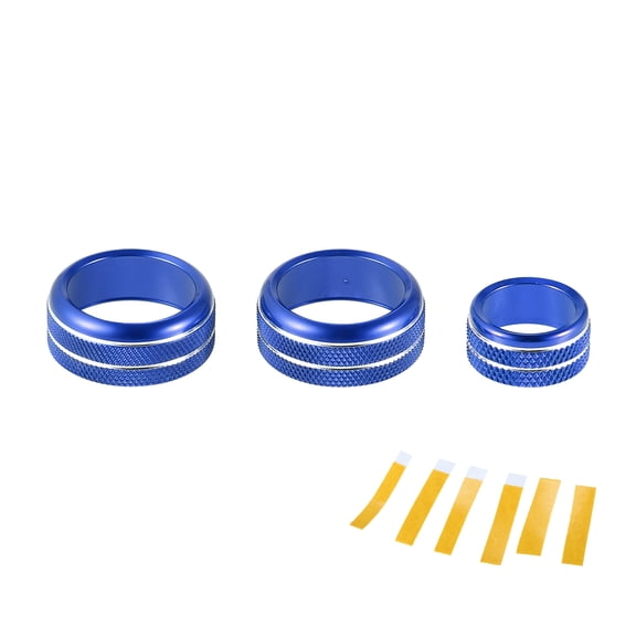 Unique Bargains AC Radio Control Switch Knob Cover Interior Decal Trim for Toyota Supra 18-22 Aluminum Alloy Blue 3 Pcs