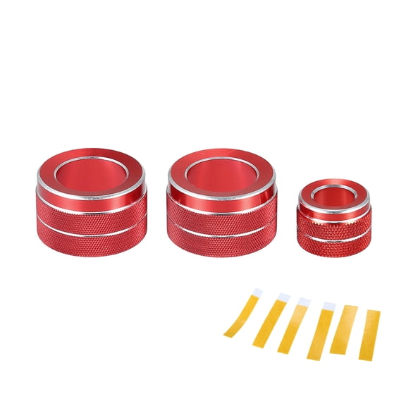 Unique Bargains AC Radio Control Switch Knob Cover Ring Interior Decal Trim for BMW F01 08-15 Aluminum Alloy Red 3 Pcs