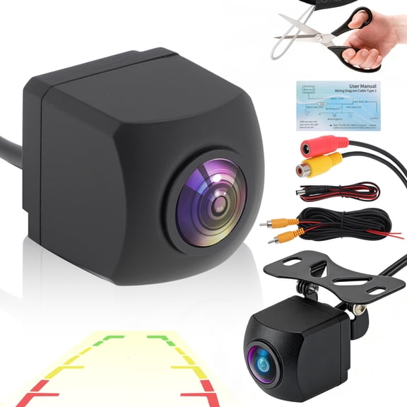 Unique Bargains AHD 1080P Backup Reverse Rear Front View Camera with Bracket Switchable Video Format Night Vision WaterProof 170 Wide Angle for Car Vehicle Pickup Truck SUV RV