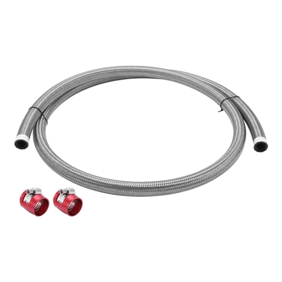 Unique Bargains AN-12 Fuel Line Kit 6ft Vacuum Hose Automotive Fuel Hose with 2 Clamps 1 Set