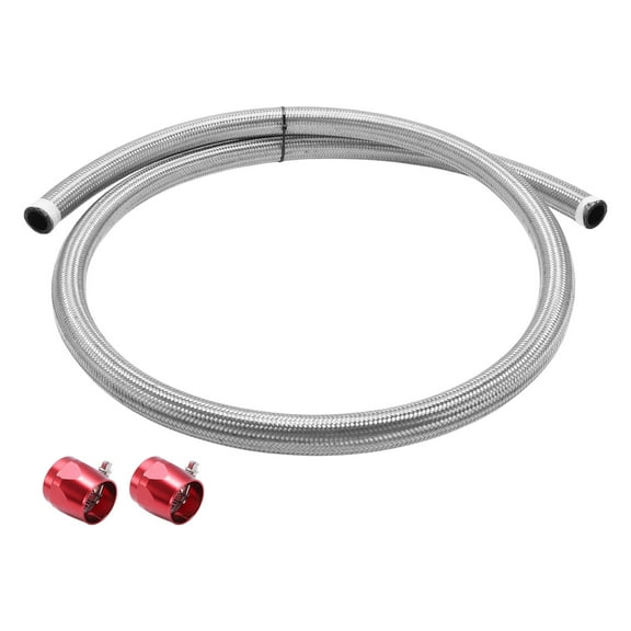 Unique Bargains AN-20 Fuel Line Kit 6ft Vacuum Hose Automotive Fuel Hose with 2 Clamps 1 Set