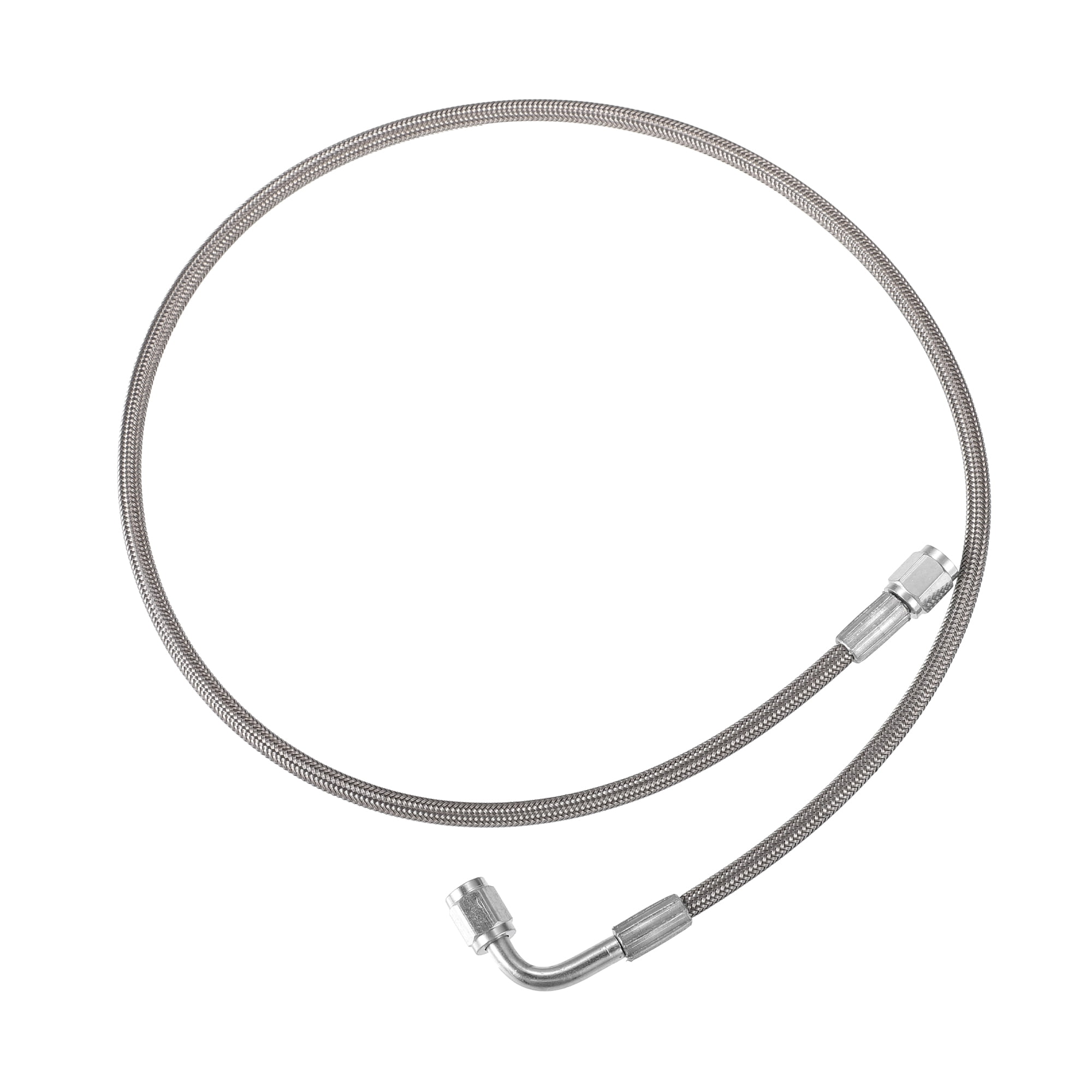 Unique Bargains AN3 Braided Steel Turbo Oil Feed Line 90 Degree to Straight Hose End 32"