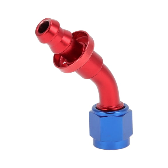 Unique Bargains AN6 45 Degree 3/8" ID Push Lock Hose Fitting End Aluminum Alloy Fuel Line Car Fuel Oil Hose End Fitting 1 Pc Red Blue