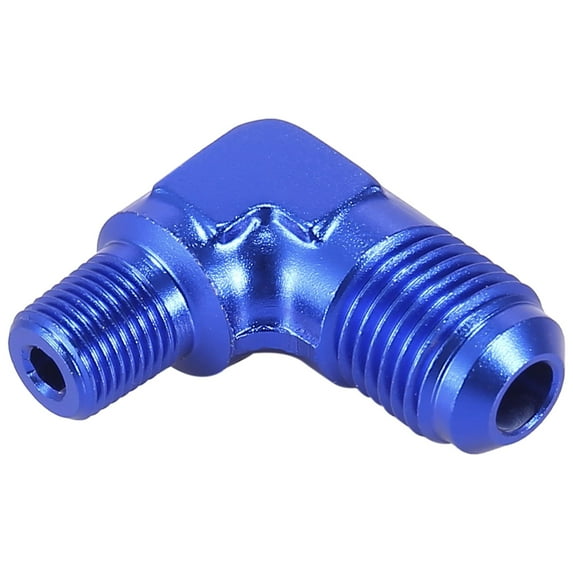 Unique Bargains AN6 90 Degree Male to 1/8" NPT Male Flare Bulkhead Fitting Adaptor Connector for Car Blue