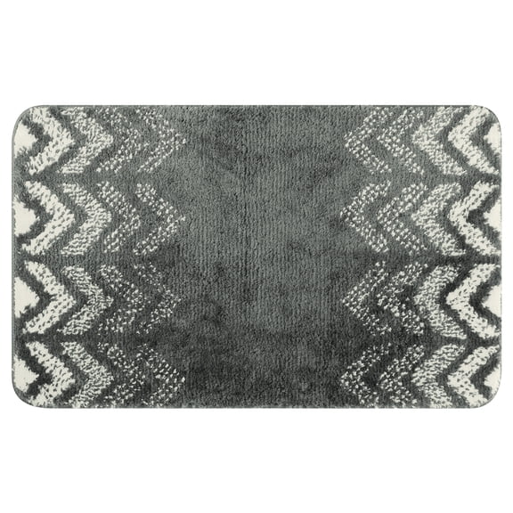 Unique Bargains Absorbent Bath Mat Rug Geometric Patterns Bathroom Mat Non-Slip Carpet Dark Grey 20" x 32"