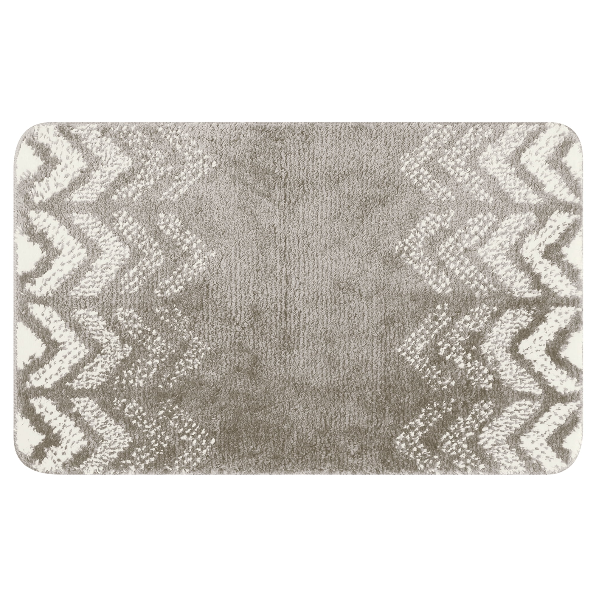 Unique Bargains Absorbent Bath Mat Rug Geometric Patterns Bathroom Mat Non-Slip Carpet Grey 16" x 24"