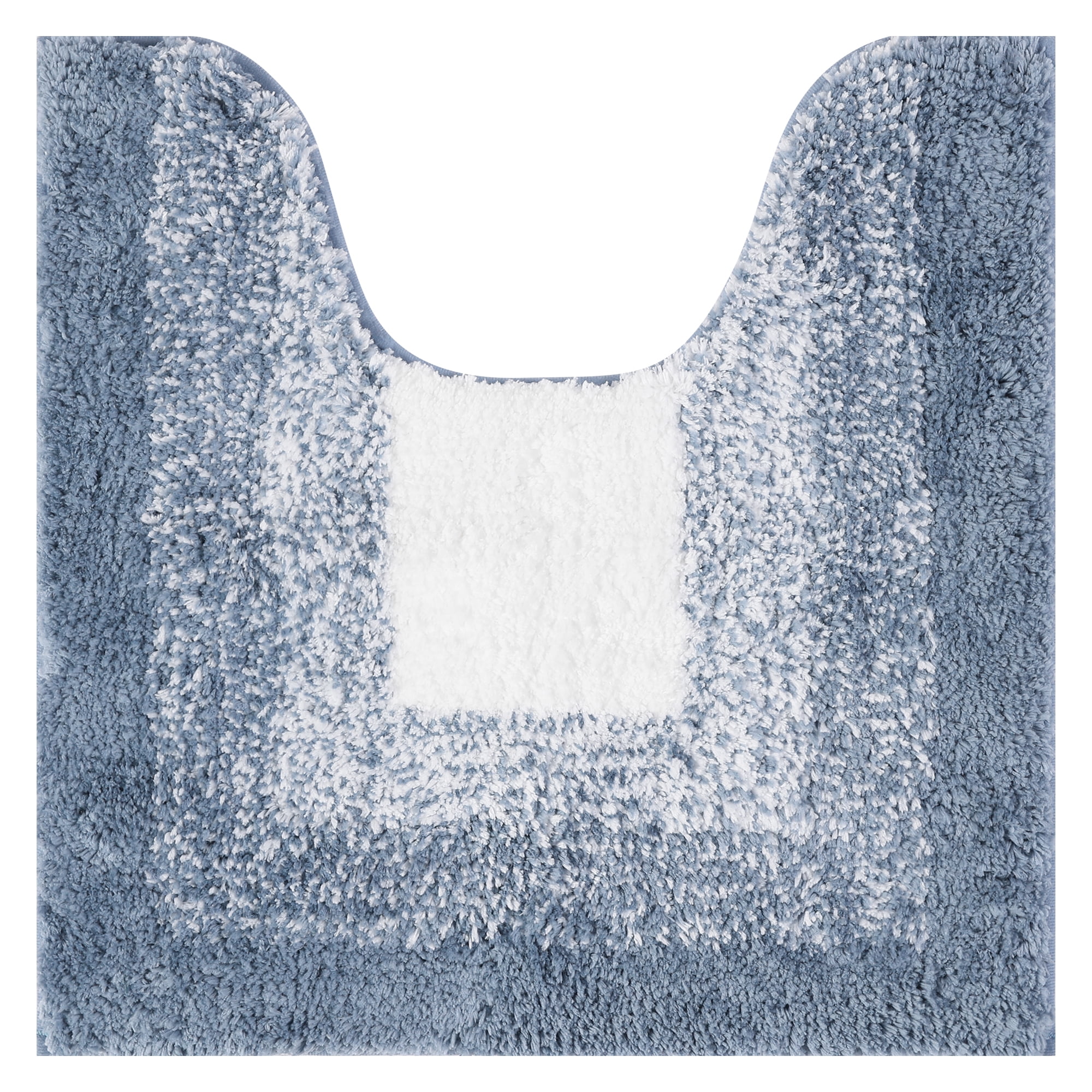 Unique Bargains Absorbent Bath Rug Non-Slip Plush Shaggy Bath Carpet Bath Mats Blue Geometry U-Shaped 20" x 20"