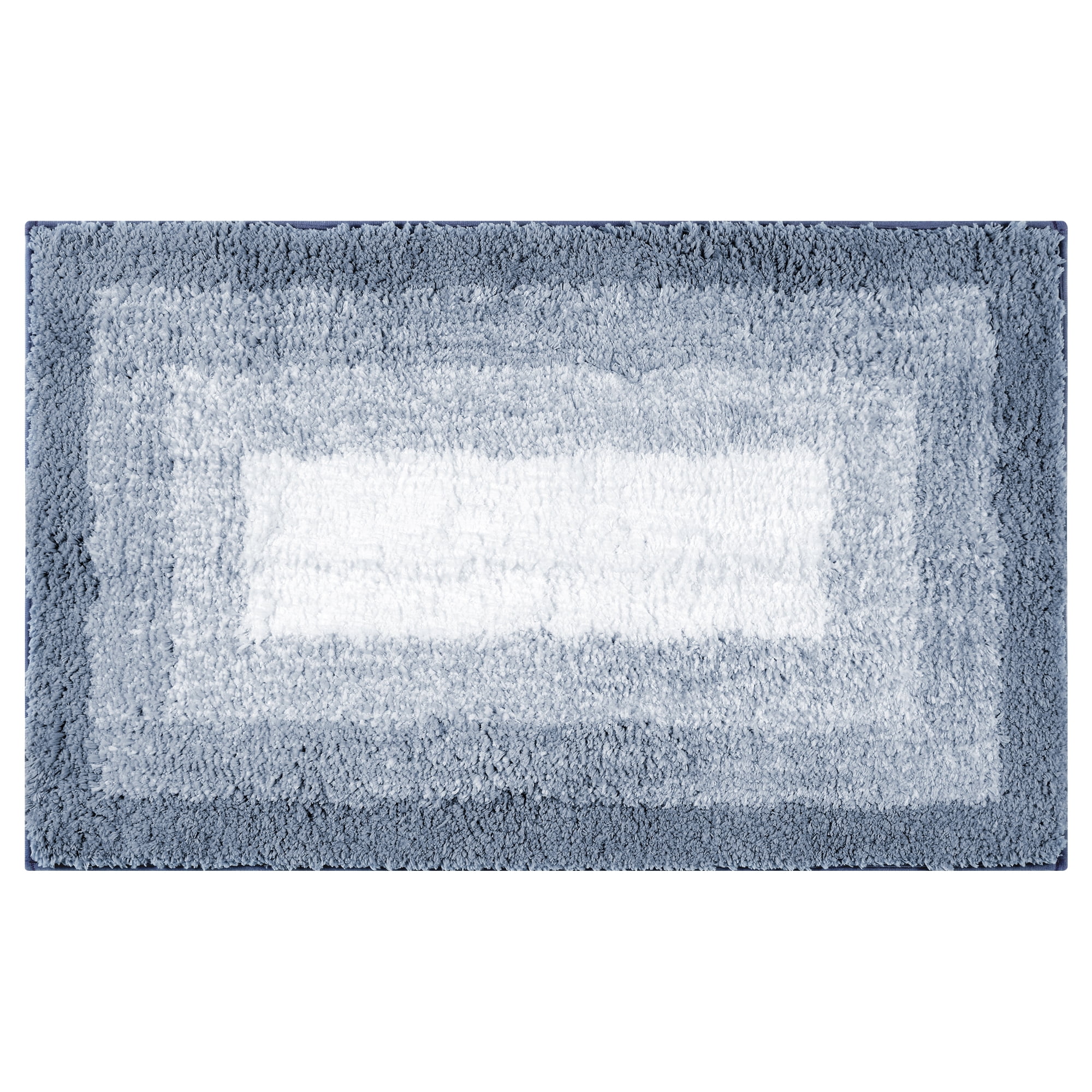Unique Bargains Absorbent Bath Rug Non-Slip Plush Shaggy Bath Carpet Bath Mats Blue Geometry Rectangle 20" x 32"
