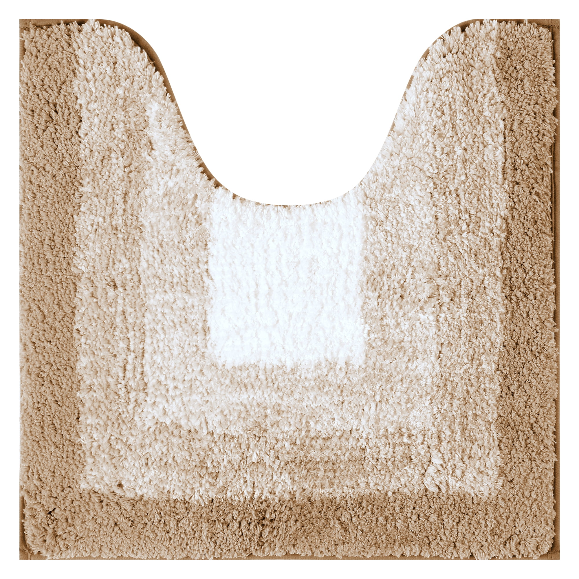 Unique Bargains Absorbent Bath Rug Non-Slip Plush Shaggy Bath Carpet Bath Mats Brown Geometry U-Shaped 20" x 20"